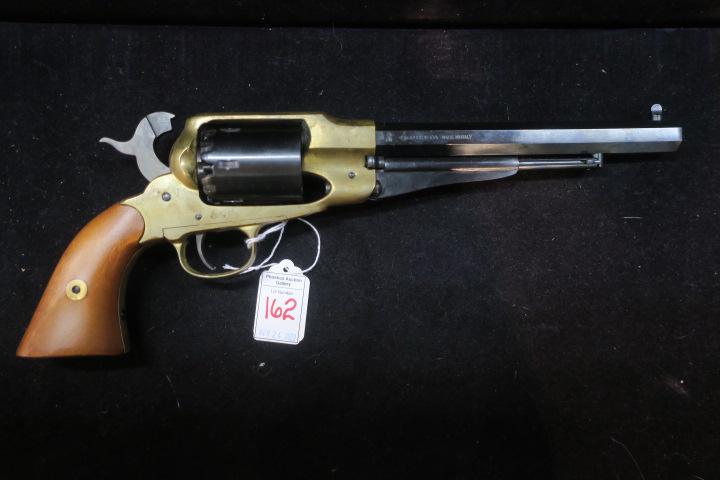 Black Powder 44 Cal Six Shot Revolver:: Black Powder 44 Cal Six Shot Revolver: ELLIPETTA, Made in Italy, Walnut Grips and Brass Receiver, SN 155683. Copy of US Army Colt Dragoon Pistol, Very Good Condition. (250-500)