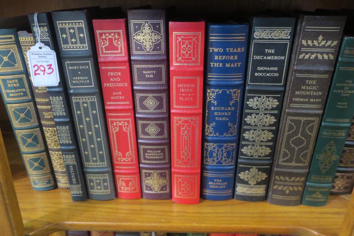 FRANKLIN LIBRARY, Twelve Leather Bound Books:: FRANKLIN LIBRARY, Twelve Leather Bound Books: With Gilt Lettering and Page Edges from Various Series. Melville's Moby Dick, Pride and Prejudice, Vanity Fair, Two Years Before the Mast, Huckleberry Fin