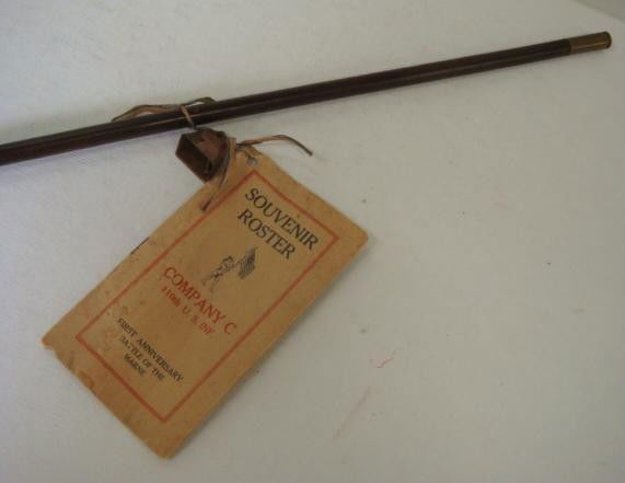 Swagger Stick Co C 110 US Infantry Battle of Marne: Swagger Stick Co C 110 US Infantry Battle of Marne: Swagger Stick with Bullet End and Roster for Co C 110 US Infantry, First Anniversary Battle of the Marne. Unique Historical Item. (100-500)
