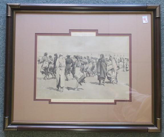 Ghost Dance by FREDERIC REMINGTON, Harpers Weekly:: Ghost Dance by FREDERIC REMINGTON, Harpers Weekly: From Supplement to Harper's Weekly December 6, 1890. THE GHOST DANCE BY THE OGALLALA SIOUX AT PINE RIDGE AGENCY, By Frederic Remington from Sketches 