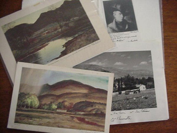 Signed Peter Hurd Items: American Weste: Signed Peter Hurd Items: American Western Artist Inscribed Cards, Photograph and Lithograph. Very Good Condition.