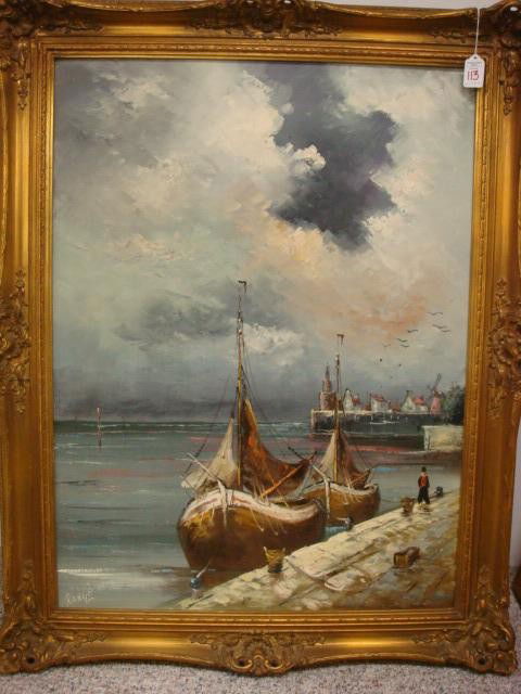 113 Signed Range Dutch Harbor Scene Oil On Canvas May 30 2011