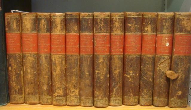 GIBBON, Decline & Fall Roman Empire, 1821, 12 Vols: GIBBON, Decline & Fall Roman Empire, 1821, 12 Vols. Leather Bound by Leipsick Printed for Gerard Fleisher, 1821, Gibbon's History of the Decline and Fall of the Roman Empire. Condition Good For Age, S