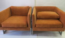 Pair of THAYER COGGIN T-Back Cube Chairs: