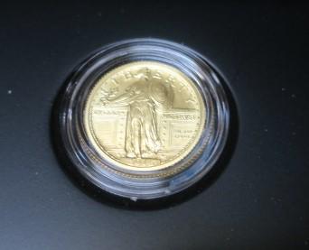 2016W STANDING LIBERTY CENTENNIAL GOLD COIN, Quarter:: 2016W STANDING LIBERTY CENTENNIAL GOLD COIN, Quarter: 7.776 Grams, .9999 Gold, Net Weight .25 Ounce of Pure Gold. In Special Designed Display and Packaging. With Certificate of Authenticity, Business 
