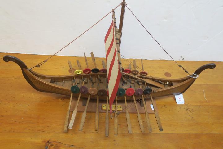 NORJD, Wooden Hand built Viking Long ship Model:: NORJD, Wooden Hand built Viking Long ship Model: Perfect Ship to go "Viking". Accurate Fully Rigged and Oared Long Ship of the Norsemen. Carved Hull and Planked deck Model with Rigging and Sail. Excel