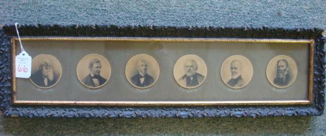 Cameo Photos of Great Poets/Authors 19thC: Cameo Photos of Great Poets/Authors 19thC: William Cullen Wendell Holmes, Henry Wadsworth Longfellow, John Greenleaf Whitiler and JamesRussell Lauell, Each is 2 1/2" Diam. Framed to 13"X 6 1/2".