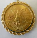 Fifty Peso Mexican Gold Coin; GOLD CENTENARIO Pendent: