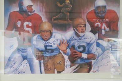 DOO S. OH, 21 HEISMAN SIGNATURES, Framed Lithograph: