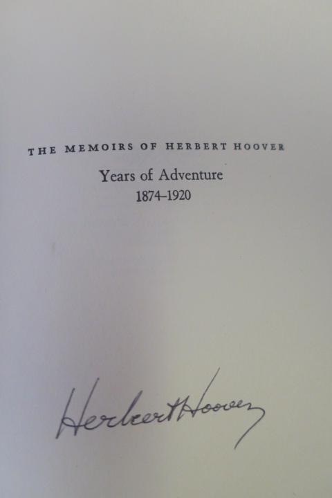 HERBERT HOOVER; Autographed Presidential Book: (1 of 3)