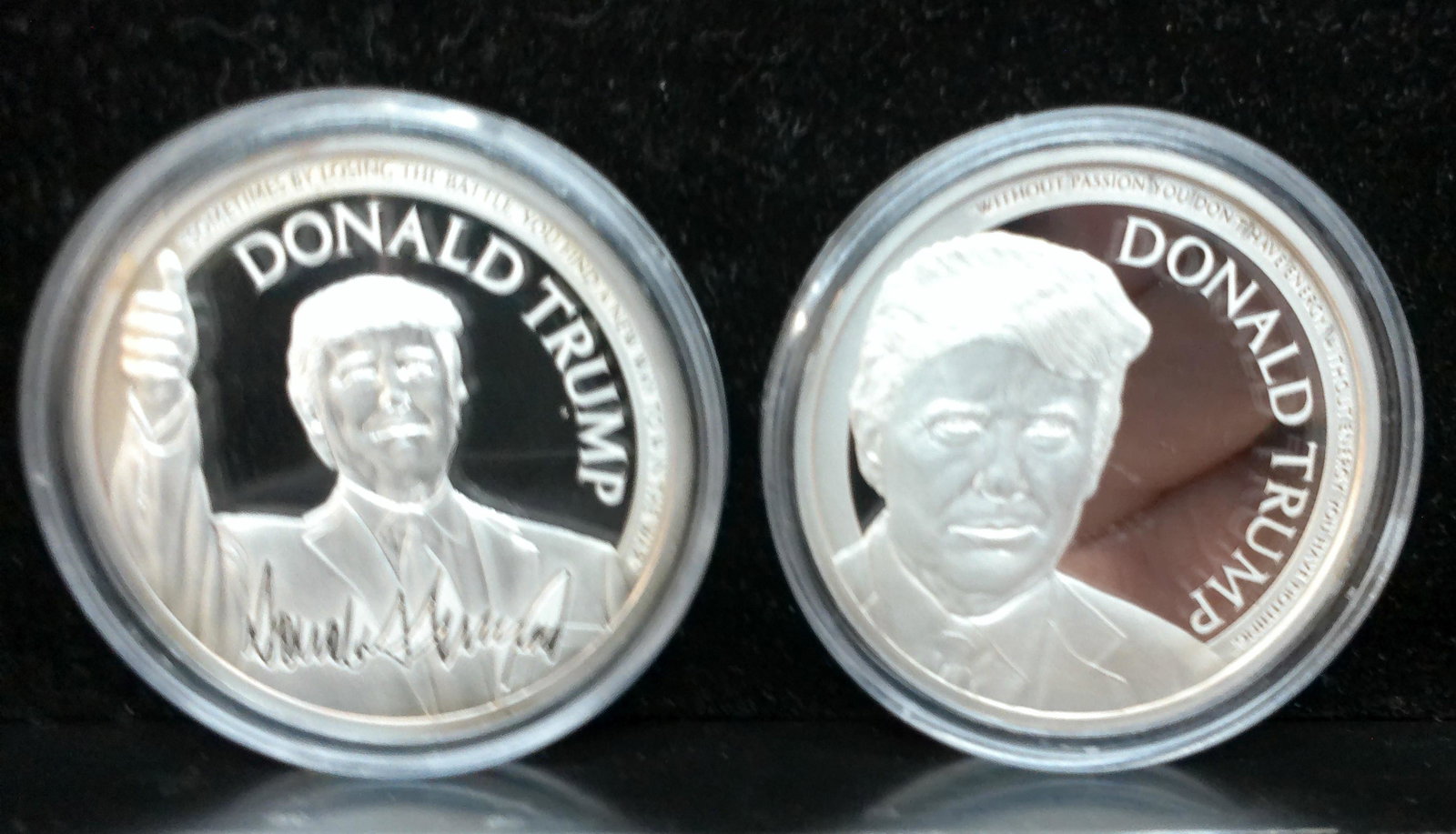 Two DONALD TRUMP Silver-Plated Rounds, CA 2020: (1 of 3)
