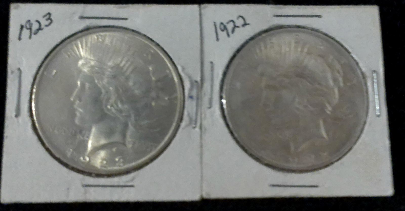 1922 & 1923 .90% Silver MS 60 PEACE SILVER DOLLARS: (1 of 2)