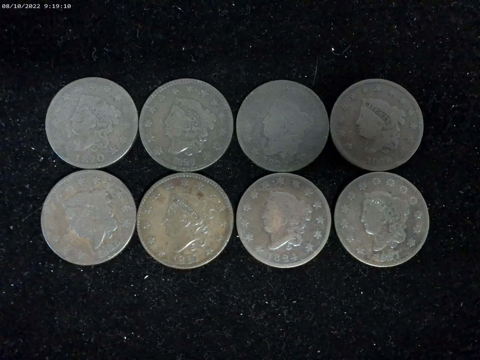 EIGHT 1817-1829 US MATRON HEAD LIBERTY Large Cents: (1 of 4)