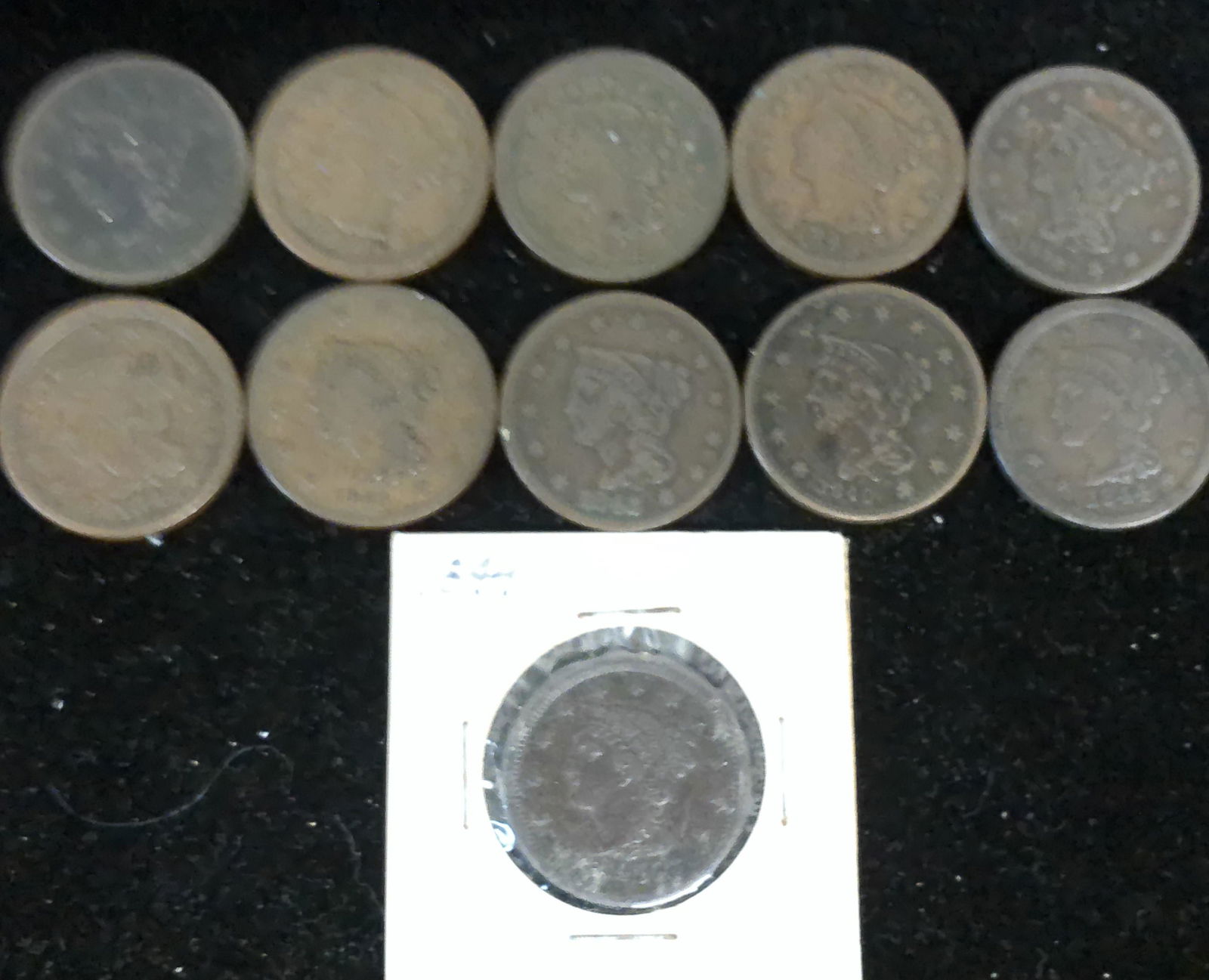 Eleven 1840's LIBERTY HEAD Large Cents: (1 of 2)