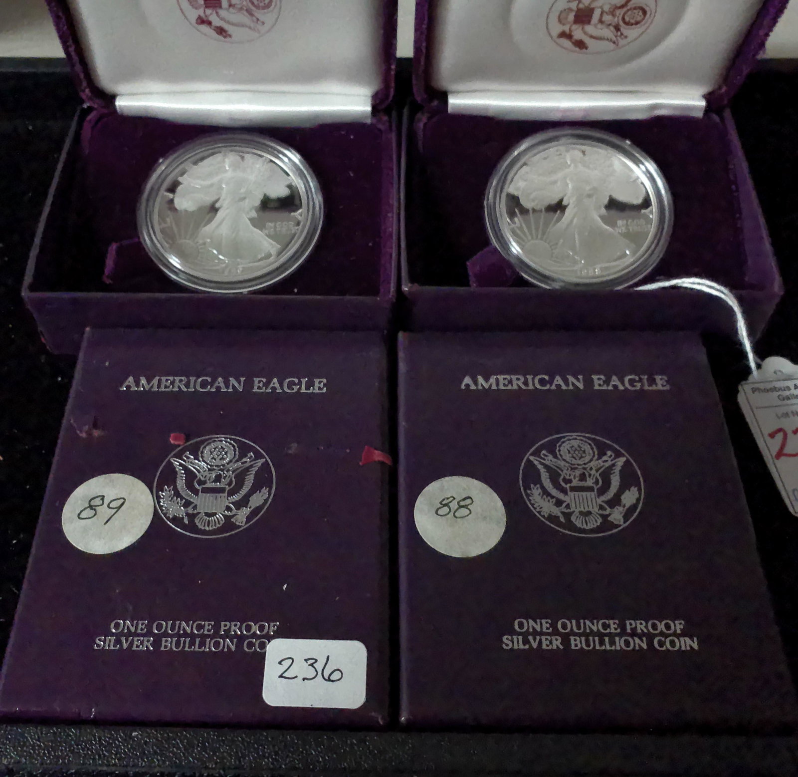 1988S & 1989S AMERICAN SILVER EAGLES Bullion Coins: (1 of 3)