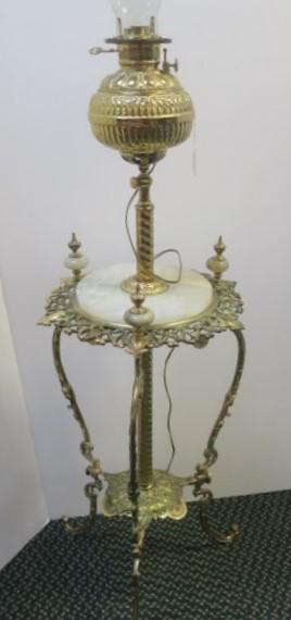 Converted Brass Floor Piano Lamp Table: (1 of 4)