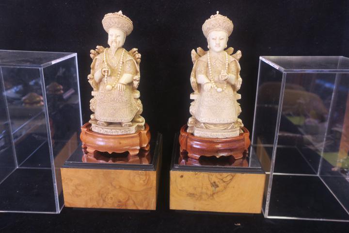Two Faux Ivory Chinese Emperor and Empress Figures: (1 of 5)