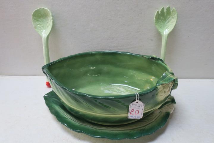 Italian Leafy Salad Bowl, Tray and Servers: (1 of 5)