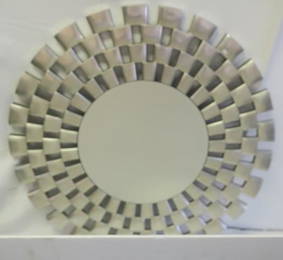 Round Silver Leaf BASSETT Wall Mirror: