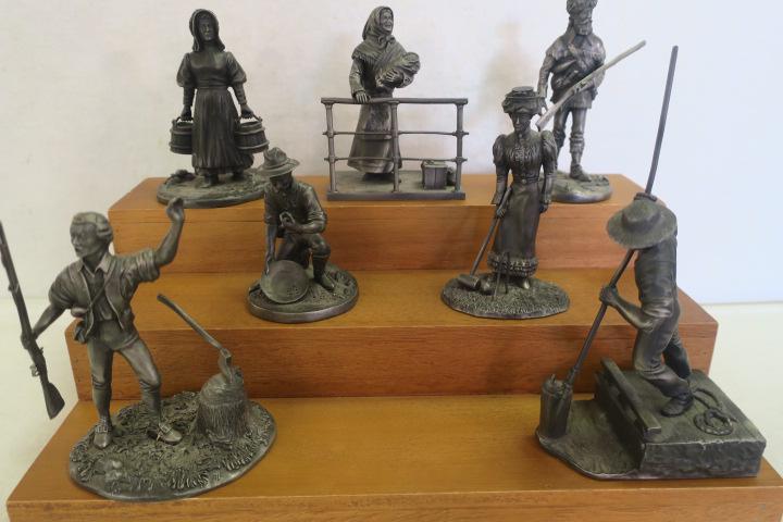 Seven Pewter Figurines THE AMERICAN PEOPLE, 1776-1976:: Seven Pewter Figurines THE AMERICAN PEOPLE, 1776-1976: By Franklin Mint for the Bicentennial, The First Citizen, 1776-1795, The Pathfinder (Natty Bumppo) 1796 -1815, The Canal Boat Man (Mike Fink) 181