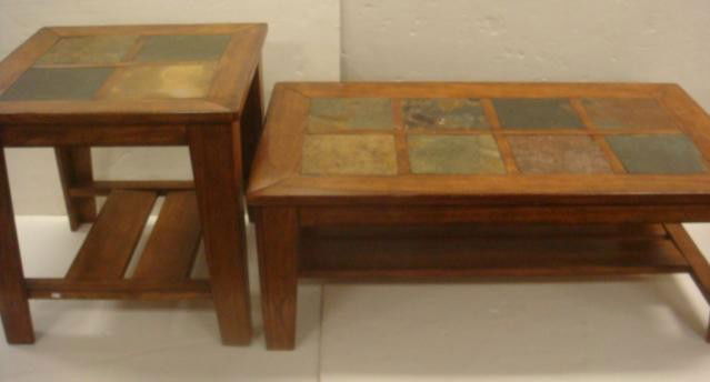 Slate Top Coffee And End Tables CoffeTable 146 Walnut And Slate Top Coffee End Tables Lot 0146 - Slate Top Coffee And End Tables CoffeTable