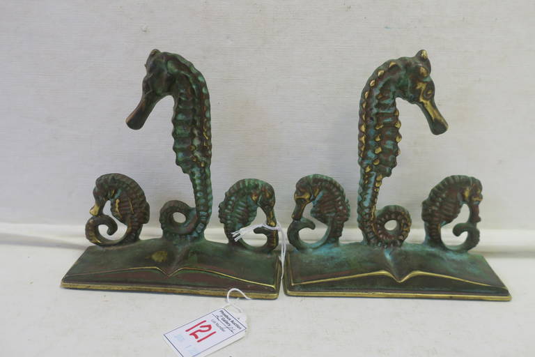 Pair VA METALCRAFTERS Brass/Bronze Seahorse Bookends (0121) on Jan 01