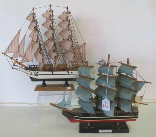Two Hand-built Fully Rigged Ship Models with Sails:: Two Hand-built Fully Rigged Ship Models with Sails: Clipper Ship "FLYING CLOUD", Fastest American Built Clipper Ship, 11" x 12" x 2" and Old Ironsides "USS CONSTITUTION" Clipper Rigged with Large Eagl