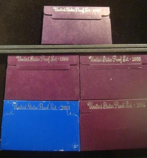 5 US Proof Coin Sets, 1983-1987: 5 US Proof Coin Sets, 1983-1987: In Original Package. (50-100)