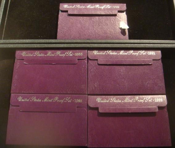 5 US Proof Coin Sets, 1988-1992: 5 US Proof Coin Sets, 1988-1992: In Original Package. (50-100)