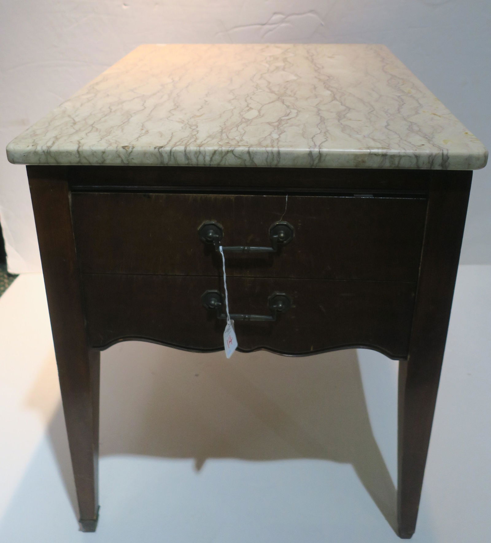Marble Top Single Drawer End Table: (1 of 5)