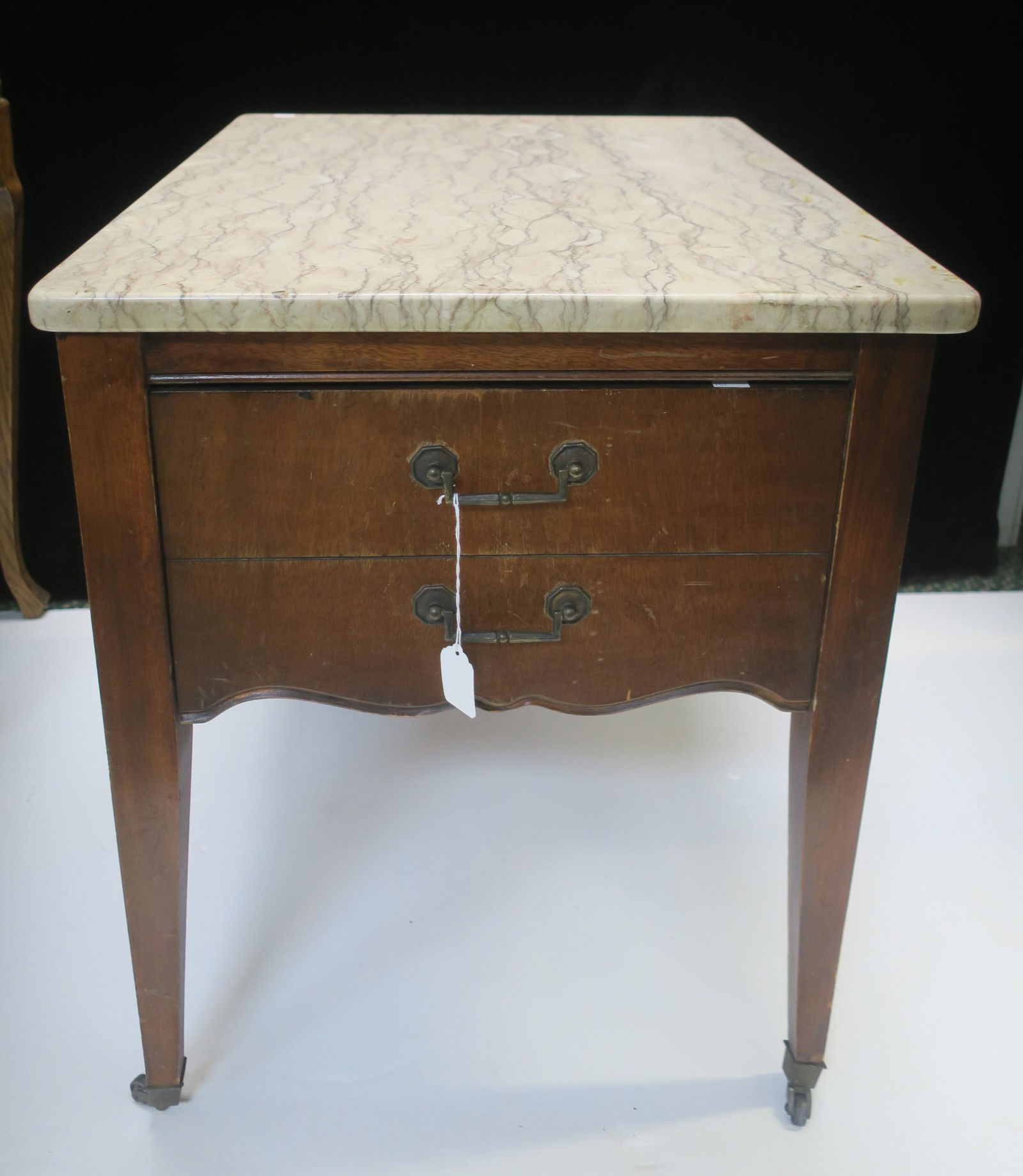 Marble Top Single Drawer End Table: (1 of 3)