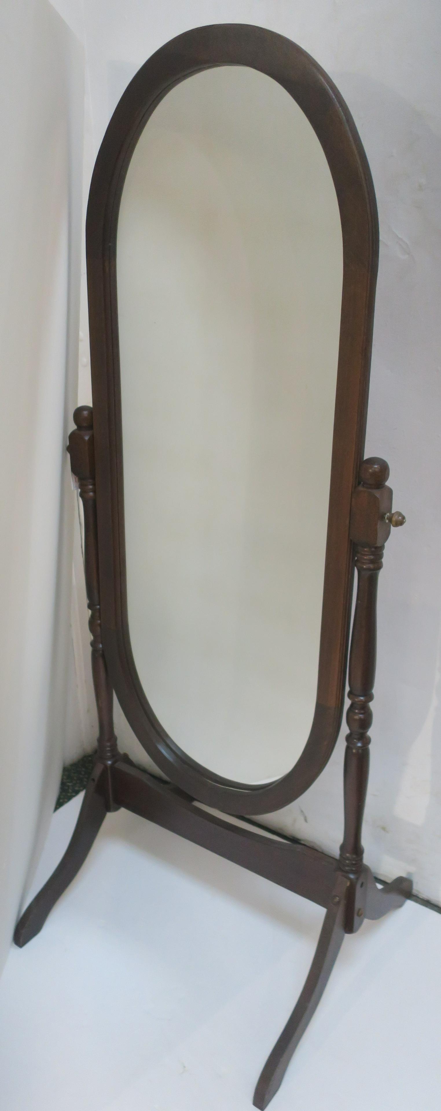Oval Mahogany Cheval Mirror: (1 of 3)