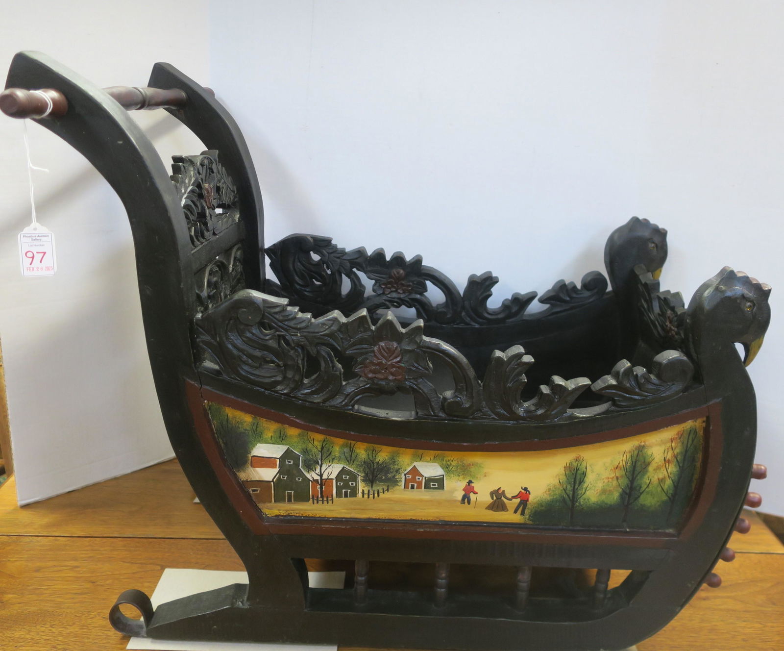 Handcrafted Bavarian Antique Wooden Child's Sled: (1 of 6)