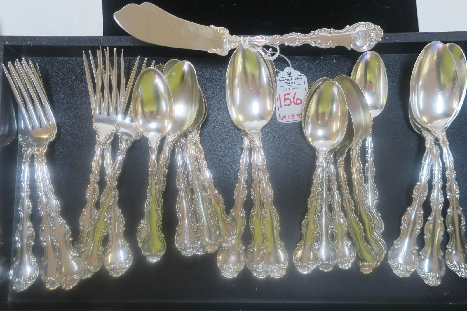 GORHAM "Strasbourg" Sterling Forks, Spoons and Butter: (1 of 3)