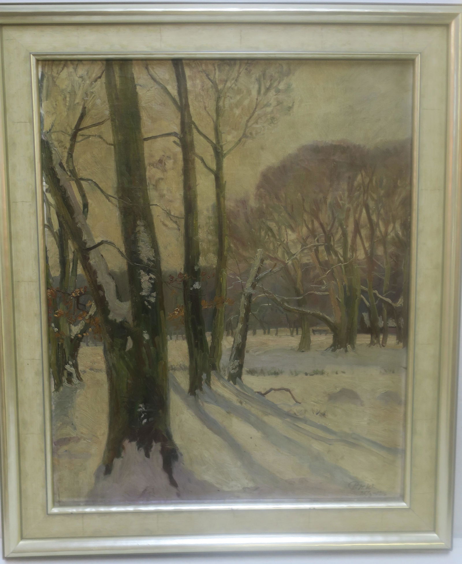 Snowy Woodland Landscape Oil Initialed PHW: (1 of 4)