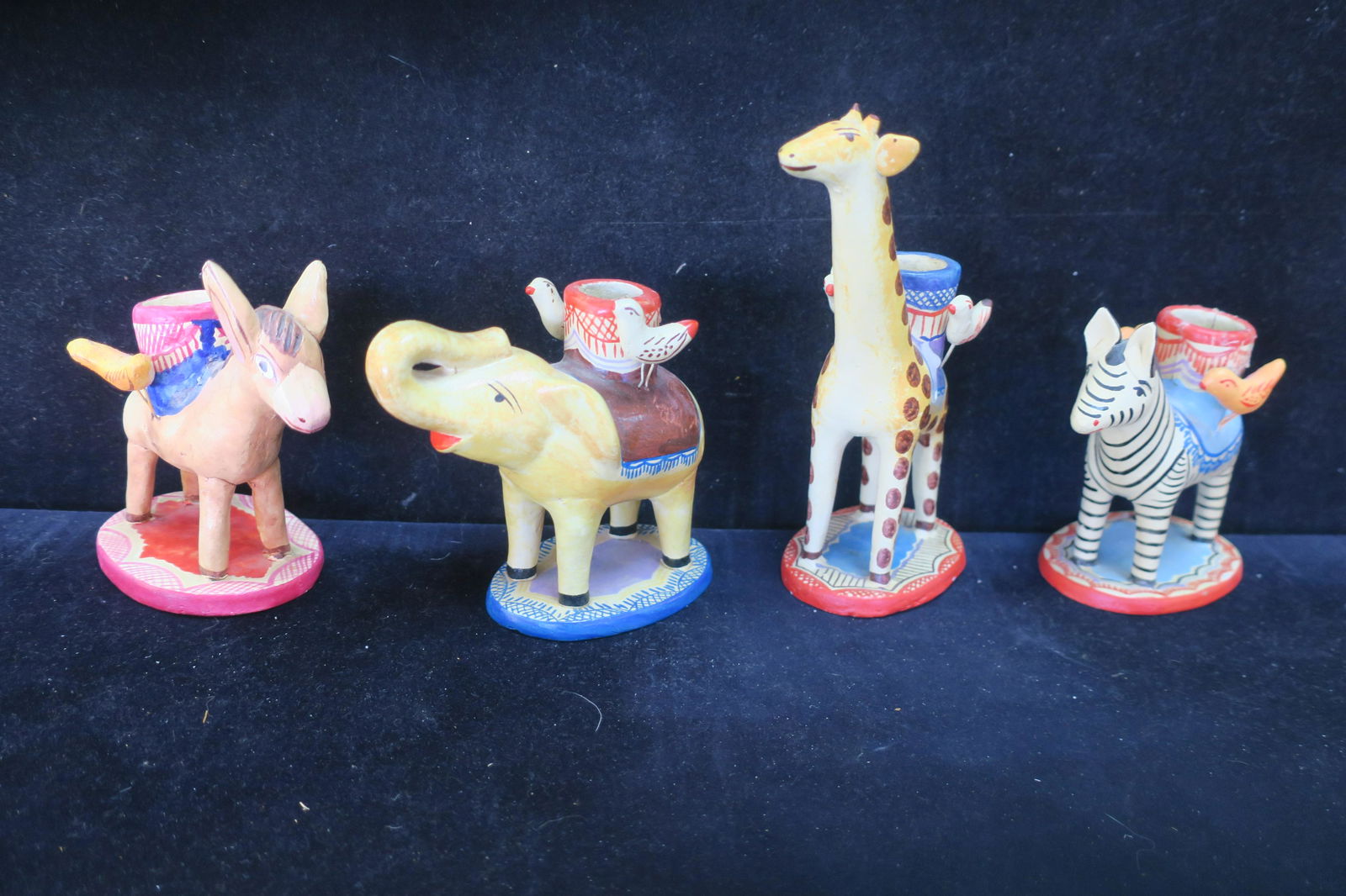 Four Mexican Handmade Clay Animal Candleholders: (1 of 4)