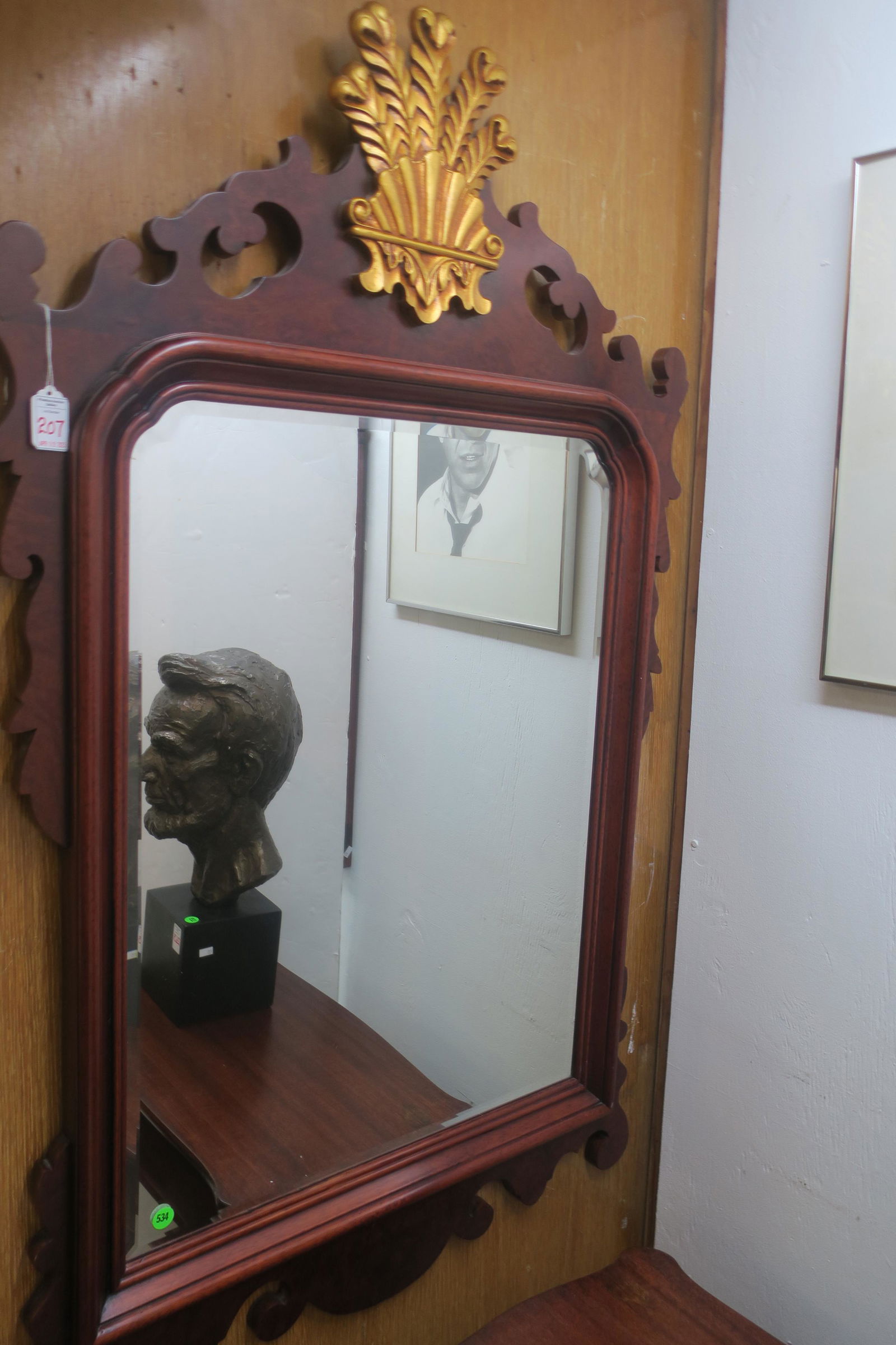 CHIPPENDALE STYLE Prince of Wales Feather Mirror: (1 of 3)