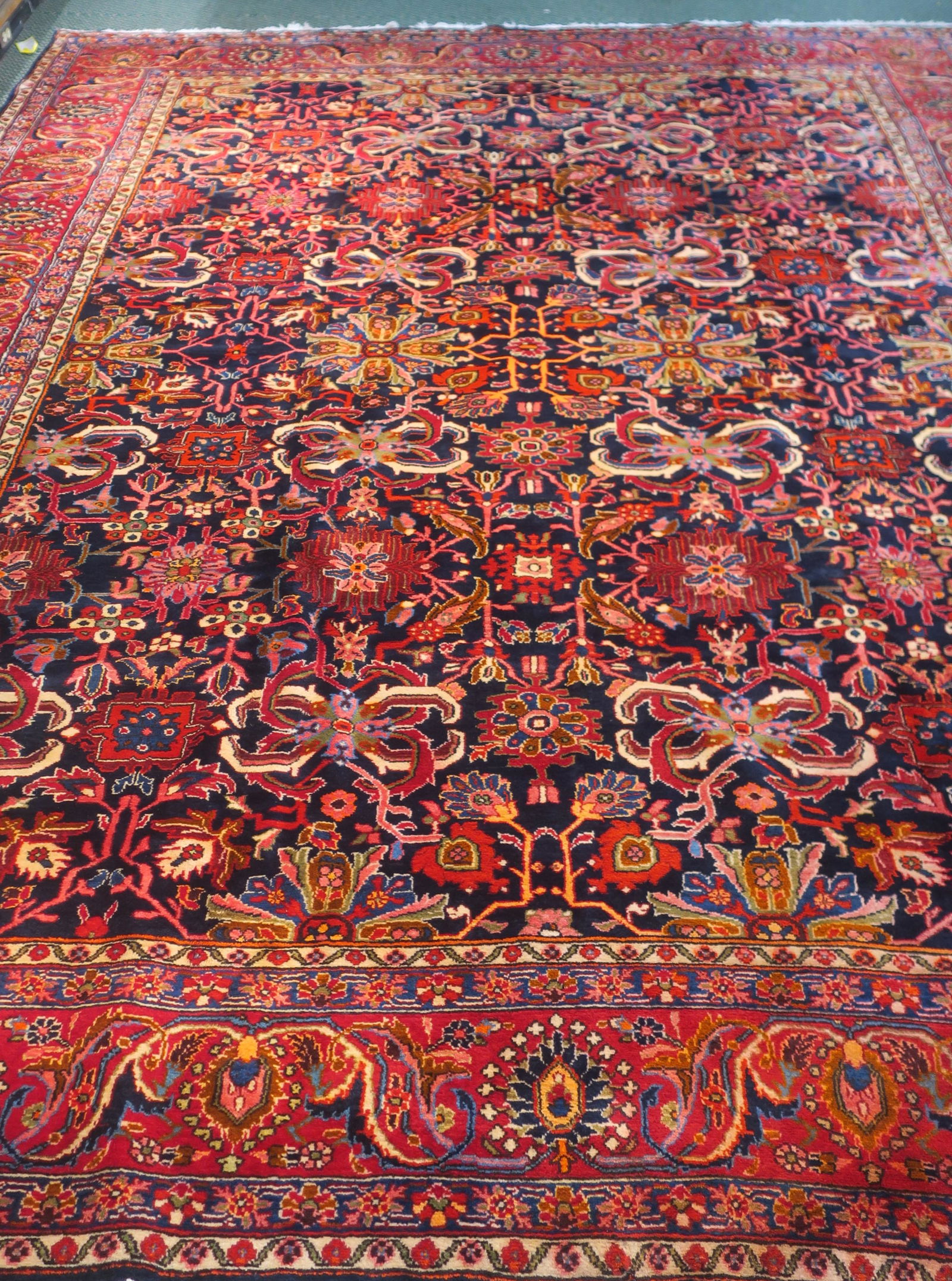 Hand Knotted Wool Geometric/Floral Persian Rug: (1 of 4)