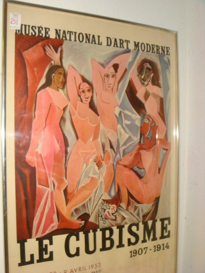 Musee D'Arte Moderne Le Cubisme Exhibition Poster:: Musee D'Arte Moderne Le Cubisme Exhibition Poster: Cubism From 1907-1914 with Picasso's Demoiselle D'Avigon. 28" X 20" Reprint. Water Damage. (50-75)