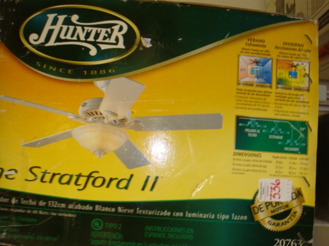 Hunter Stratford II 52" Ceiling Fan: Hunter Stratford II 52" Ceiling Fan: With Bowl Light Fixture. Reversible for Summer/Winter. New in Box. (50-80)