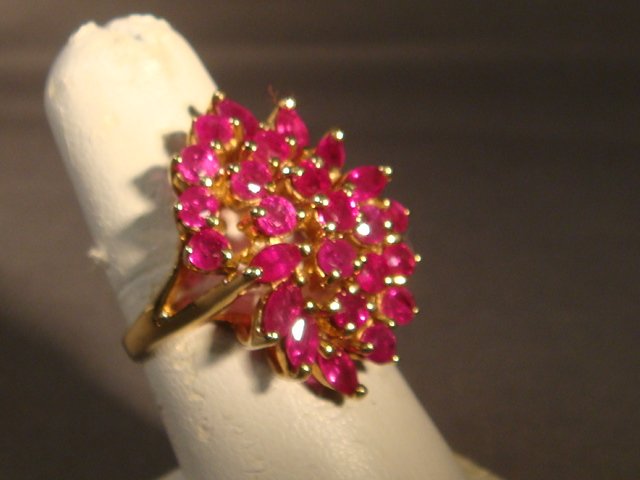 Ruby Cluster Dinner Ring in 10K Setting