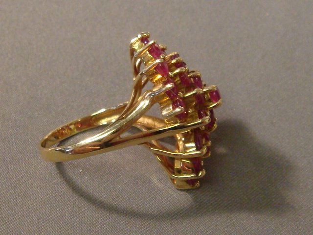Ruby Cluster Dinner Ring in 10K Setting - 2