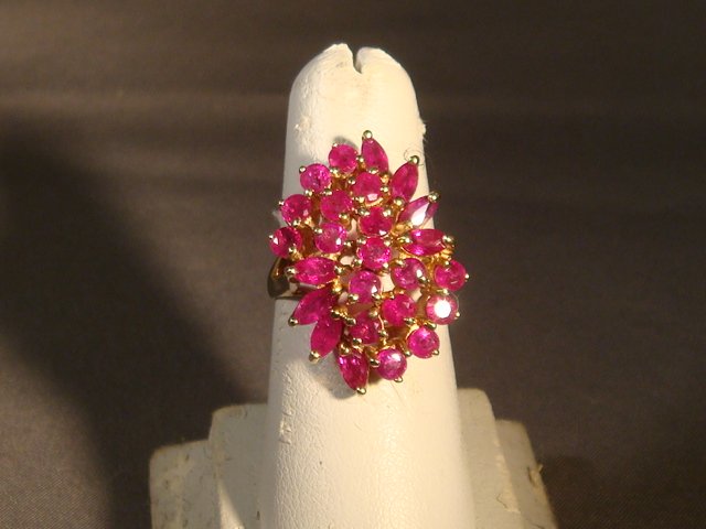 Ruby Cluster Dinner Ring in 10K Setting - 3