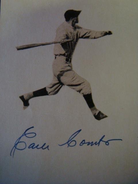 EARL COMBS Signed Postcard, Hall of Fame: EARL COMBS Signed Postcard, Hall of Fame: 1899-1976, Hall of Fame 1970. Entire Career with Yankees. Played Centerfield. 4 World Series. (50-100)