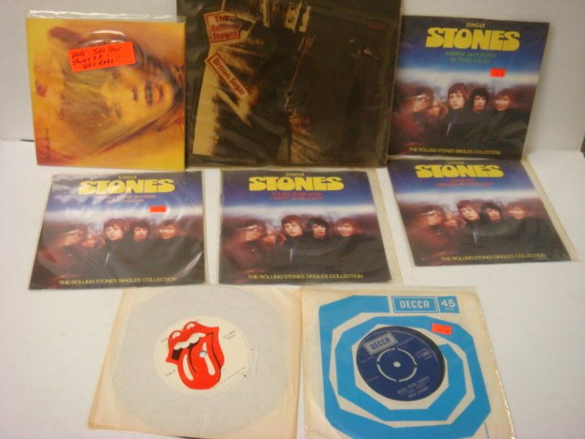 Eight ROLLING STONES 45 RPM Singles:: Eight ROLLING STONES 45 RPM Singles: BROWN SUGAR, PROMO SINGLE, JAGGER MEMO FROM TURNER, Rare Juke Box LP, STONES SINGLE JUMPIN' JACK FLASHRIBY TUESDAY, IT'S ALL OVER NOW, COME ON, (100-200)
