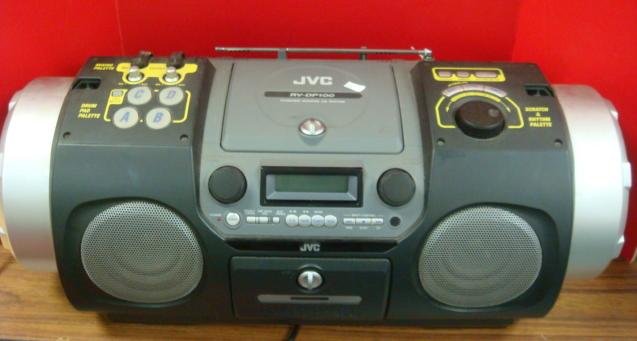 JVC Super Boom Box:: JVC Super Boom Box: Powered Woofer CD System. Drum Pad and Mixing Pallet, Scratch and Rhythm Pallet. Plays Cassettes and CD's. Plug for Guitar. Instruction Book. 11" X 25" X 11 1/2". (100-200)