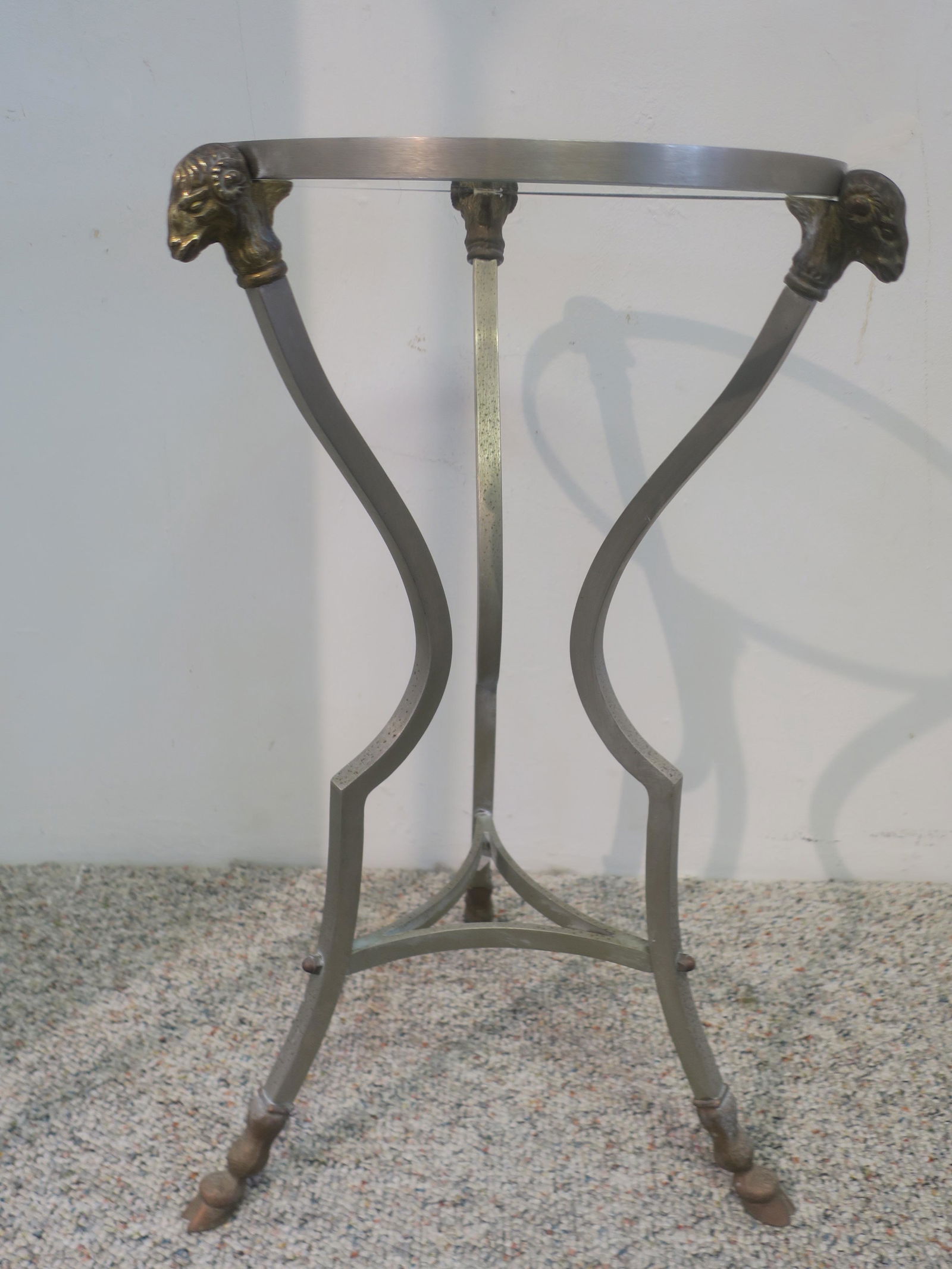 Glass Top Rams Head Mid Century Table: (1 of 4)
