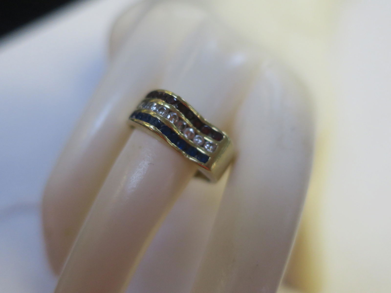 14KT Ruby, Diamond and Sapphire Ring: (1 of 3)