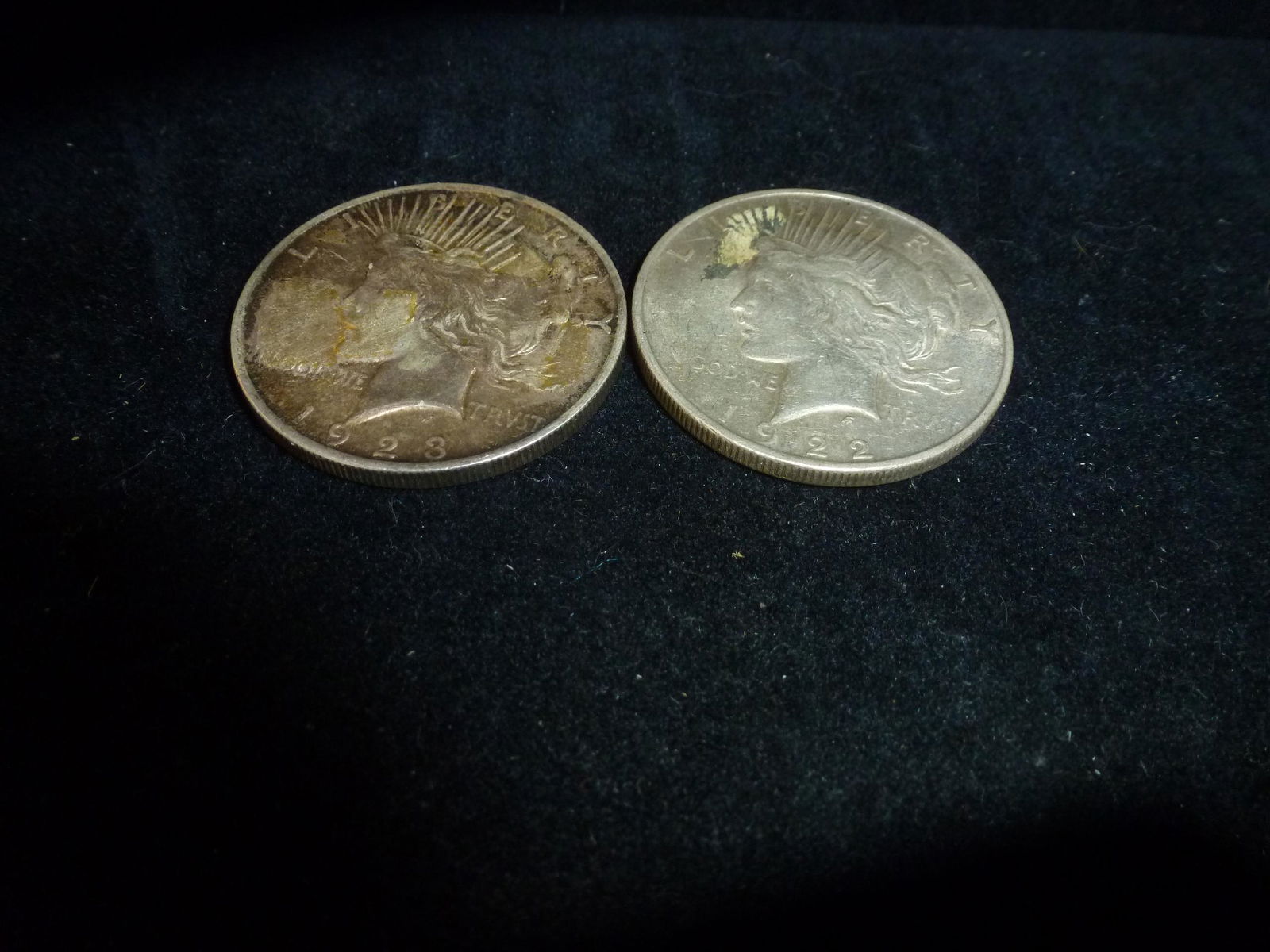 Two 90% Silver PEACE DOLLARS,  1922 and 1923: (1 of 2)