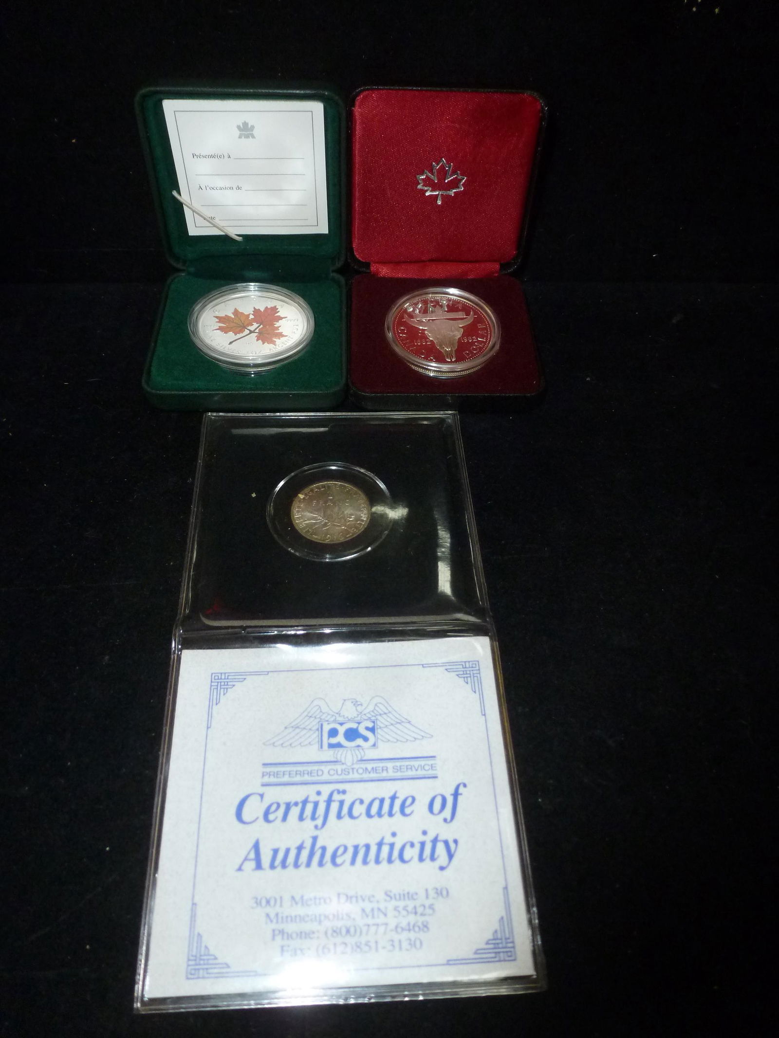 Silver Coins Canada 5 & 1 Dollar Proofs, French Franc: (1 of 4)